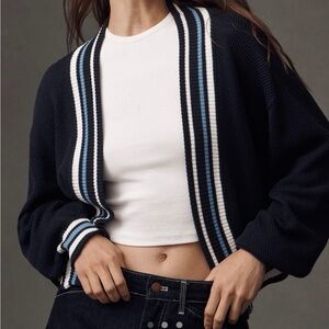 Maeve Navy Striped Cardigan